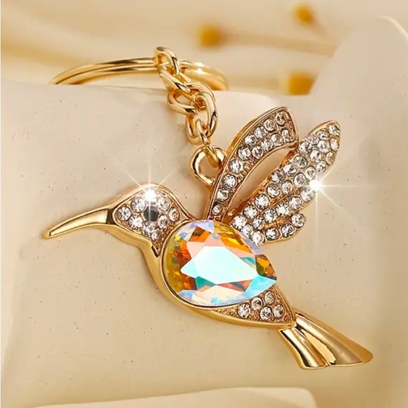 Accessories - Gold Hummingbird Pendant Rhinestones Keychain NWT